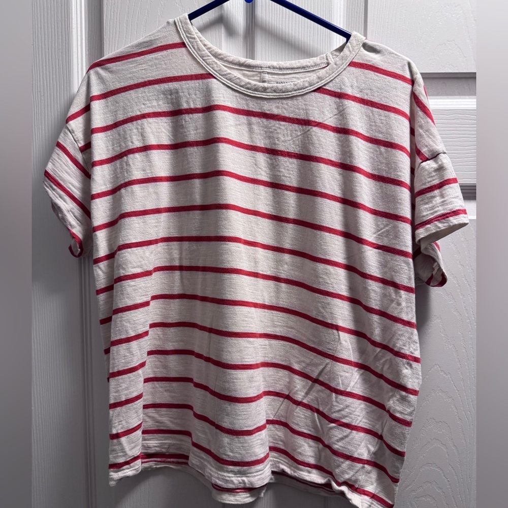Banana Republic Orange and White Cozy Slub Tee